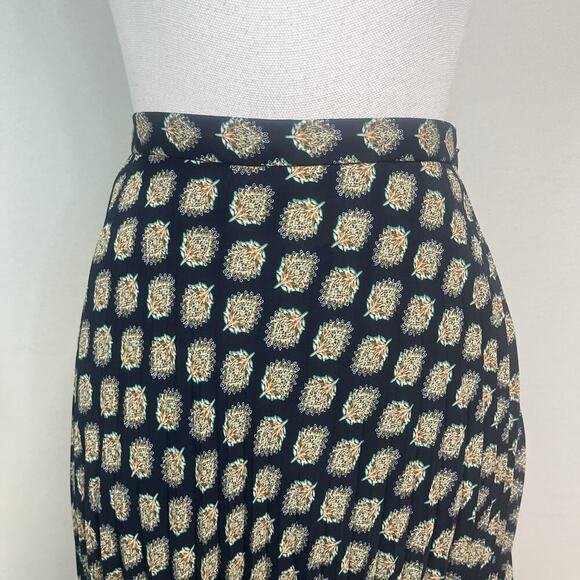 Banana Republic Skirt size 6 Navy Blue Orange Green Floral Sheer Maxi Pleated - Picture 4 of 10